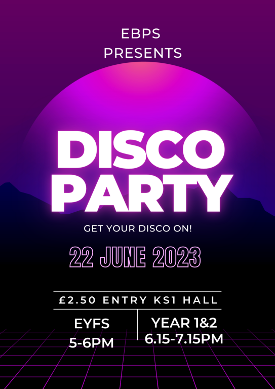 KS1 PTA disco poster